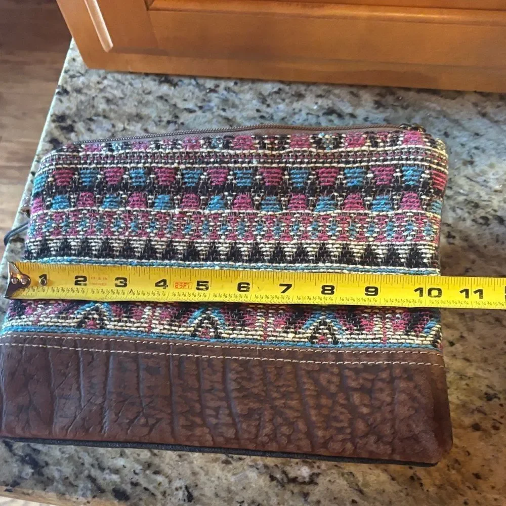 NWT Myra Bag Pink and Brown Aztec Patterned Clutch